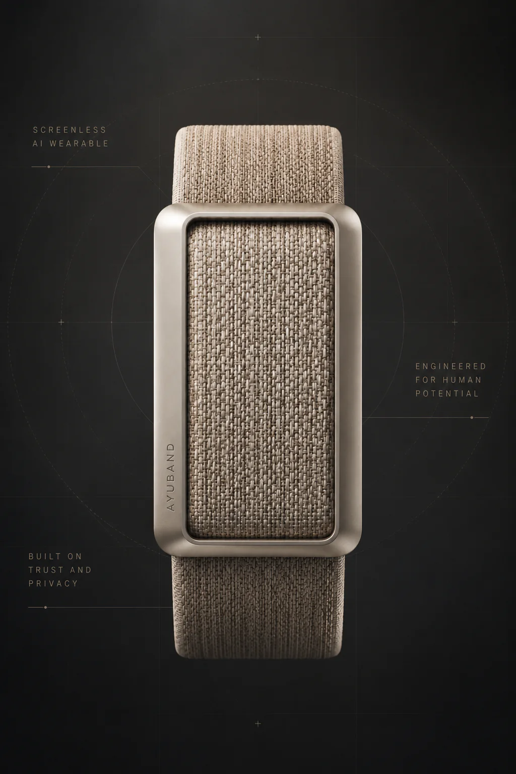 AyuBand screenless woven front design premium investor hero visual