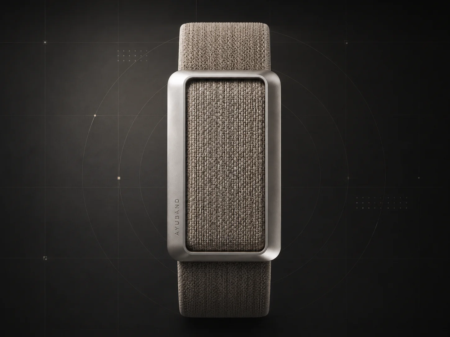 AyuBand Lunar Silver front view with screenless woven fabric design